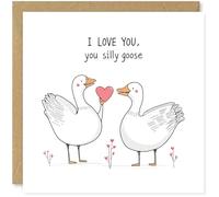 Beau Willows I Love You Silly Goose - Valentine's Day Card for Girlfriend, Boyfriend, Husband, Wife - Cute Love Heart Card for Partner - Wedding Anniversary Card