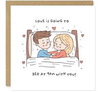 Beau Willows Love Is Going To Bed At 9pm - Funny Valentine's Day Card for Boyfriend, Husband, Girlfriend, Wife, Partner - Cute Love Card - Anniversary Card
