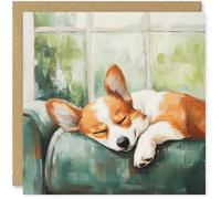 Beau Willows Welsh Corgi Birthday Card from the Dog - Adorable Sleeping Dog Card for Dog Mum, Dad, Wife, Husband, Girlfriend, Boyfriend