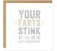 Beau Willows Your Farts Stink But I Still Love You - Funny Anniversary Card for Husband Boyfriend Fiancé