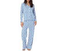 Beauace Monkey Pyjamas Sets for Teen Girls Women's Button Up Tops Animals Graphic Nightwear (Blue, S)