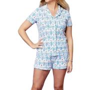 Beauace Monkey Pyjamas Short Sets for Teen Girls Women's Pajamas Button Up Pyjamas Animals Graphic Nightwear (Blue, M)