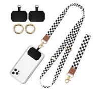 BeauBeast Cell Phone Lanyard Adjustable Crossbody Strap, Cute Universal Phone Neck Wristlet Wrist Strap Patch for Keys Case Accessories Black White Checkerboard