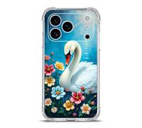 Beaucov Case for iPhone 17 Pro,Flowers Swan On The Water Drop Protection Shockproof Case TPU Full Body Protective Scratch-Resistant Cover