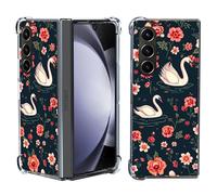 Beaucov Case for Samsung Galaxy Z Fold 7,Swan Red Flowers Drop Protection Shockproof Case TPU Full Body Protective Scratch-Resistant Cover for Samsung Galaxy Z Fold 7 Fold7