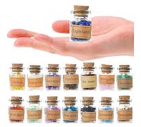 BeauFairy 15 PCS Healing Crystals Gemstone Bottles, Mini Crystals Stone Chip, Tumbled Reiki Wishing Bottles, Natural Quartz Gravel Wicca Stones, Reiki Chakra Balancing Meditation DIY Home Décor
