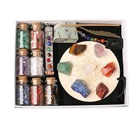 BeauFairy 19PCS Healing Crystals Set, Gemstones Ultimate Chakra Crystals, with Chakra Stones, Mini Glass Wishing Bottles, Crystal Grids, Pendant, for Anxiety Relief, Meditation, Spiritual Awakening