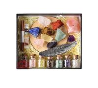 BeauFairy 20PCS Healing Crystals Set, Gemstones Ultimate Chakra Crystals, with Chakra Stones, Mini Glass Wishing Bottles, Crystal Stone Bookmark, for Anxiety Relief, Meditation, Spiritual Awakening