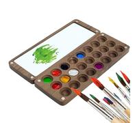 BeauFairy 24 Color Wooden Grid Paint Box, Portable Sketchbook Palette, Colour Palette Box, Watercolor Palette, Gouache Acrylic Paint Box, Travel Wood Paint CaseTray, Gift for Painters Artists, 010