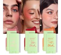 BeauFairy 3 in 1 Blush Stick, 3 PCS, Long Lasting Waterproof Lightweight Moisturing Face Blush, Easy Use on The Go, Blends Effortlessly, Natural Matte Soft Cream Blushers for Cheeks Lips Eyes, 017