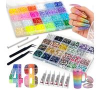 BeauFairy 34000Pcs 48 Colors Resin Jelly Rhinestones for Bedazzling, 3mm Multicolor Flat Back Gems for Crafting, Bedazzler Kit with Tools for Nail Art Clothing Shoes Book Makeup