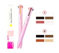 BeauFairy 4 in 1 Makeup Pen, 2 PCS, All in One Waterproof Long-Lasting Multi-function Beauty Pencil, Eye, Brow & Lip Liner, Highlighter, Facial Easy Carry Cosmetic for Wedding (Pink)