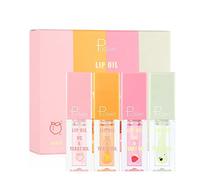 BeauFairy 4 PCS Lip Oil Set, Flavoured Fruity Plumping Moisturizing Lip Oil Tinted, Nourishing Hydrating Non-sticky Lip Gloss, Lip Balm Lip Care for Women and Girls
