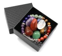 BeauFairy Healing Crystals Set in Box, Natural Reiki Healing Crystal Points Gemstone, Chakra Raw Stones Crystal Gravel Pendant Bracelet, for Anxiety Relief, Meditation, Yoga, Spiritual Awakening, 008