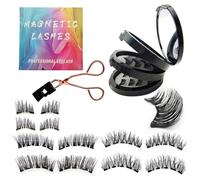 BeauFairy Magnetic Eyelashes Set, 4 Pairs Soft Magnetic Natural Multi-layer Reusable 3D False Eyelashes with Eyelashes Clips, No Glue Needed, Easy to Wear, DIY Eyelash Extension Kit Gift