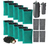 beaufan 1 Set Aquarium Replacement Filter Cartridges Compatible with Tetra EasyCrystal Aquarium Filters C250 and C300. Contains 10 Pack Activated Carbon Filters & 4 Pack Foam Filters