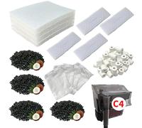 beaufan 13 Set Aquarium Filter Media Kits Replacement for Fluval C4 (40-70 Gal) Aquarium Power Filter, Includes 4 Foam Pads, 4 Tarpaulins, 4 Activated Carbons, 1 Ceramic Ring