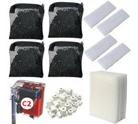 beaufan 2 Aquarium Filter Media Kits Compatible with Fluval C2 (30 Gal) Aquarium, Includes 4 Sponge Filters, 4 Tarpaulins, 4 Activated Carbons, 1 Pack Ceramic Ring & 1 Small Sponge