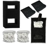beaufan 2 Set Aquarium Filter Media Compatible with Fluval SPEC, EVO, Betta and Flex Desktop Aquarium Series, Includes 2 Carbon Filter Refills, 2 Foam Filter A1376, 2 Ceramic Rings & 1 Filter Cord