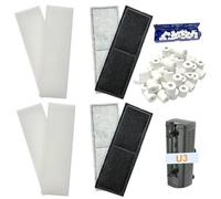 beaufan 2 Set Aquarium Filter Media Compatible with Fluval U3 Underwater Filter, Include 4 Carbon Foam Filter Pads, 4 Sponge Filters and 1 Ceramic Ring, Fit for Freshwater and Saltwater Aquariums