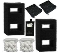 beaufan 2 Set Aquarium Filter Media Kits Compatible with Fluval Flex (15 Gal) Desktop Aquarium, Includes 2 Carbon Filter Refills, 2 Foam Filters A1375, 2 Ceramic Rings & 1 Filter Cord