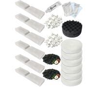 beaufan 23 Packs Aquarium Media Kit Compatible with Fluval FX2 / FX4 / FX5 / FX6 Canister Filters, Includes Bio-Foam Blocks, Carbon Sponge Filters, Ceramic Rings, Activated Carbon, Silicone Lubricant