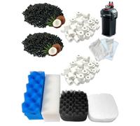 beaufan 24 Pack Aquarium Filter Media Kit Compatible with Fluval 206/207 Canister Filters, Replacement Organic Foam Filter, Activated Carbon and Ceramic Rings (Set of 2 for Regular Care)
