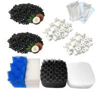 beaufan 24 Pack Aquarium Replacement Media Kit Compatible with Fluval 106 & 107 Canister Filters, Including Bio-Foam Max, Activated Carbon, Ceramic Rings for Biological and Mechanical Filtration