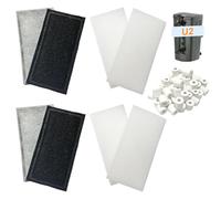 beaufan Set of 9 Aquarium Filter Media Kit Compatible with Fluval U2 Underwater Filters, Freshwater and Saltwater Aquarium Filters, Includes 4 Foam Pads, 4 Polycarbonate Cartridges and 1 Ceramic Ring