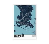 Beaufort NC Map, North Carolina, Canvas Poster Wall Art Decor Print Picture Paintings for Living Room Bedroom Decoration 20x30inch(50x75cm)