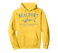 Beaufort South Carolina Shark Fishing Arched Blue Letters Pullover Hoodie