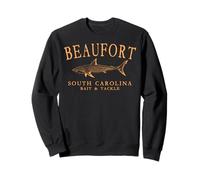 Beaufort South Carolina Shark Fishing Arched Orange Letters Sweatshirt