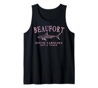 Beaufort South Carolina Shark Fishing Arched Pink Letters Tank Top