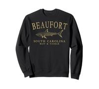 Beaufort South Carolina Shark Fishing Arched Tan Letters Sweatshirt