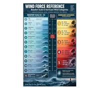 Beaufort Wind Scale Weather Reference Poster Guide | Identify breeze gale storm terms using this weather reference poster guide(Unframed,12x18inch(30x45cm))