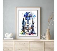 Beauitiful vivid fine art print of a R2D2 Star Wars painting (picture 1) (A4 PRINT ONLY 29.7 X 21CM)
