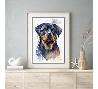 Beauitiful vivid fine art print of a Rottweiler painting (picture 1) (A4 PRINT ONLY) (29.7 X 21CM)
