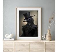 Beauitiful vivid fine art print of a Vintage Victorian style Gothic Raven painting (picture 2) (A4 PRINT ONLY) (29.7 X 21CM)