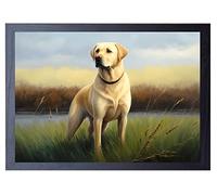 Beauitiful vivid fine art print of a Yellow Labrador painting (picture 2) Print size 29.7cm x 21cm