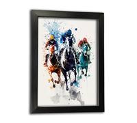 Beauitiful vivid fine art print of Horse Racing painting (picture 6) (A4 Framed)