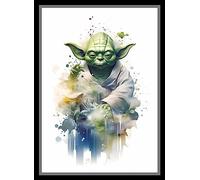 Beauitiful vivid fine art print of Yoda Star Wars painting Print size 29.7cm x 21cm