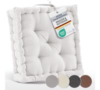 Beauitssu Set of 2 Booster Cushions for Armchairs 50x50 cm - Thick Sofa Seat Cushions Mattress 10 cm - 100% Cotton Floor Chair Cushion Indoor & Outdoor Carrying Handle Natural - Mila