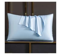 BEAUIY Mulberry Silk Pillowcase Solid Color Natural Silk Pillow Cover High End Quality Pillowcase White Pillow Case Sleeping Pillowcase(Light Blue,40X60 cm)