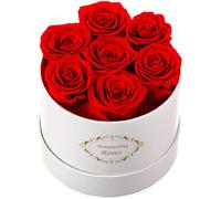 Beaulasting Long Lasting Preserved Roses in a Box Last a Year Forever Flowers for Her Mom Wife Anniversary Birthday (Round White Box)