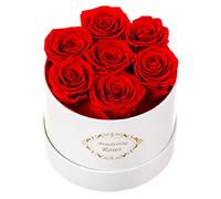 Beaulasting Long Lasting Preserved Roses in a Box Last a Year Forever Flowers for Her Mom Wife Anniversary Birthday (Round White Box)