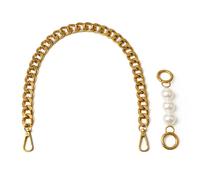 Beaulegan Chunky Bag Chain Handles - Short Strap Replacement for Handbag, Set of 2 Pcs, 45 CM Long Chain + 13 CM Pearl Extender (Brass)