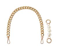 Beaulegan Chunky Bag Chain Handles - Short Strap Replacement for Handbag, Set of 2 Pcs, 45 CM Long Chain + 13 CM Pearl Extender(Gold)