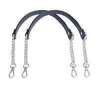 Beaulegan Handbag Chain Handles - Microfiber Leather - 60 cm Replacement Strap for Women Bag/Purse, Pack of 2 (Black/Silver)