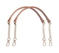 BEAULEGAN Handbag Chain Handles - Microfiber Leather - 60 cm Replacement Strap for Women Bag/Purse, Pack of 2 (Tan/Gold)