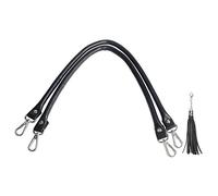 Beaulegan Handbag Leather Handles Replacement 2 Pcs, 60cm Long（Black/Silver）
